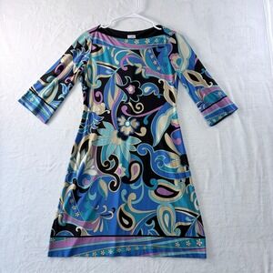 Cache Sheath Dress Paisley Multicolor 3/4 Sleeve Womens Size 2